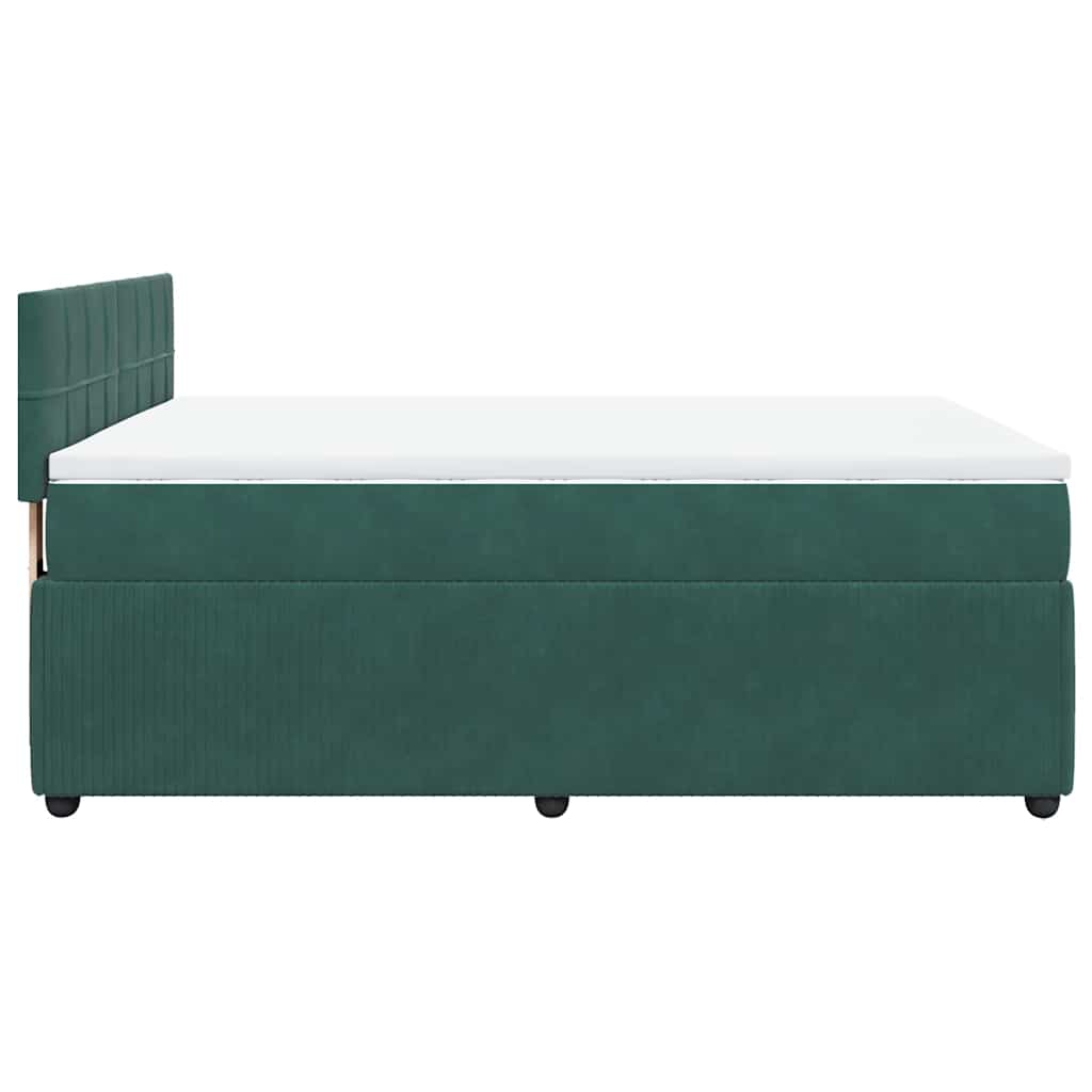 Boxspringbett Mit Matratze Dunkelgrün Samt Dunkelbraun