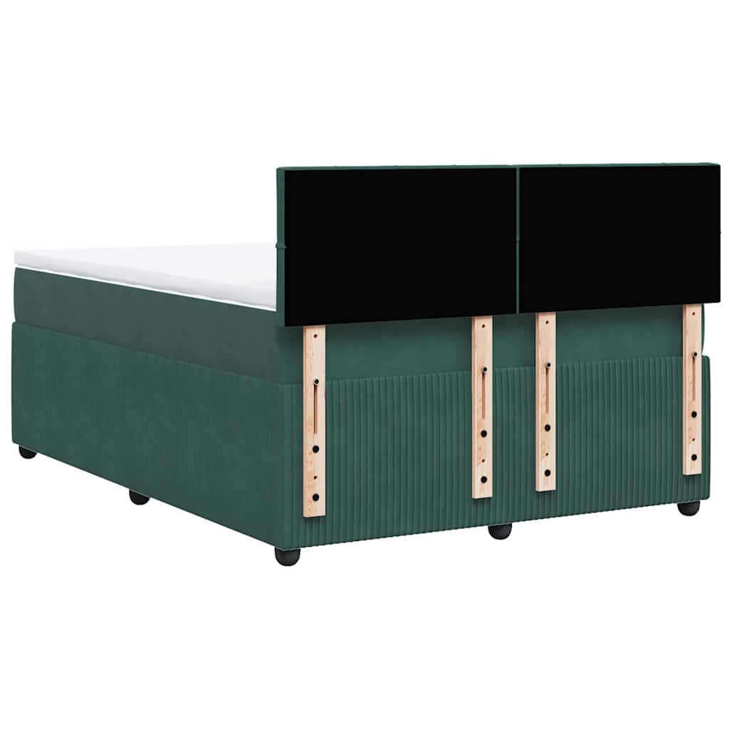Boxspringbett Mit Matratze Dunkelgrün Samt Dunkelbraun