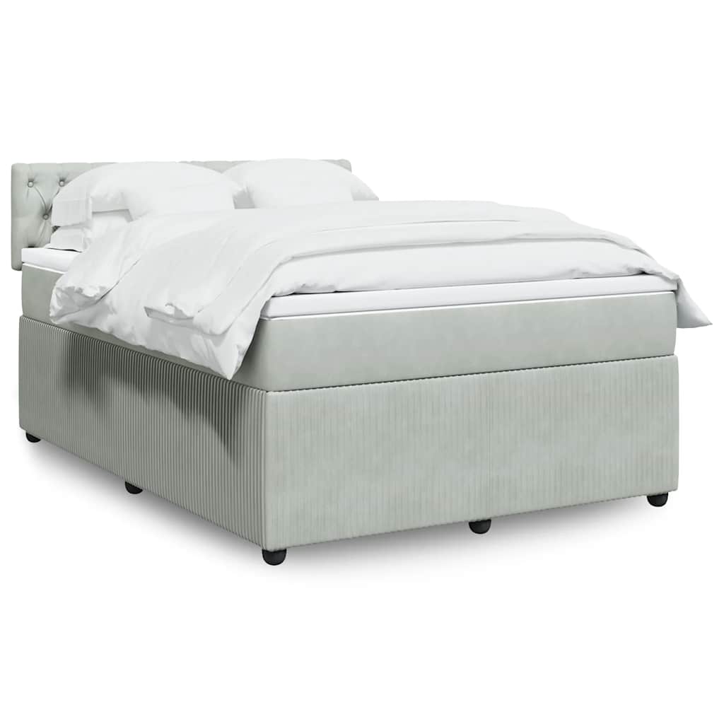 Boxspringbett Mit Matratze Samt Hellgrau