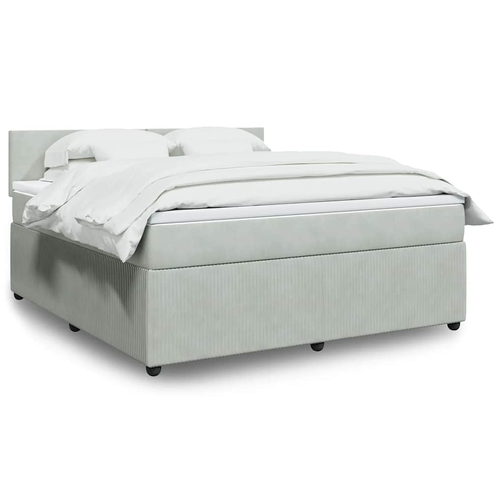 Boxspringbett Mit Matratze Samt Hellgrau