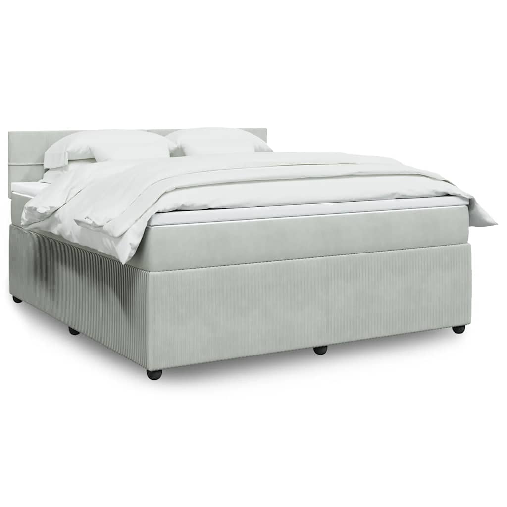 Boxspringbett Mit Matratze Samt Hellgrau