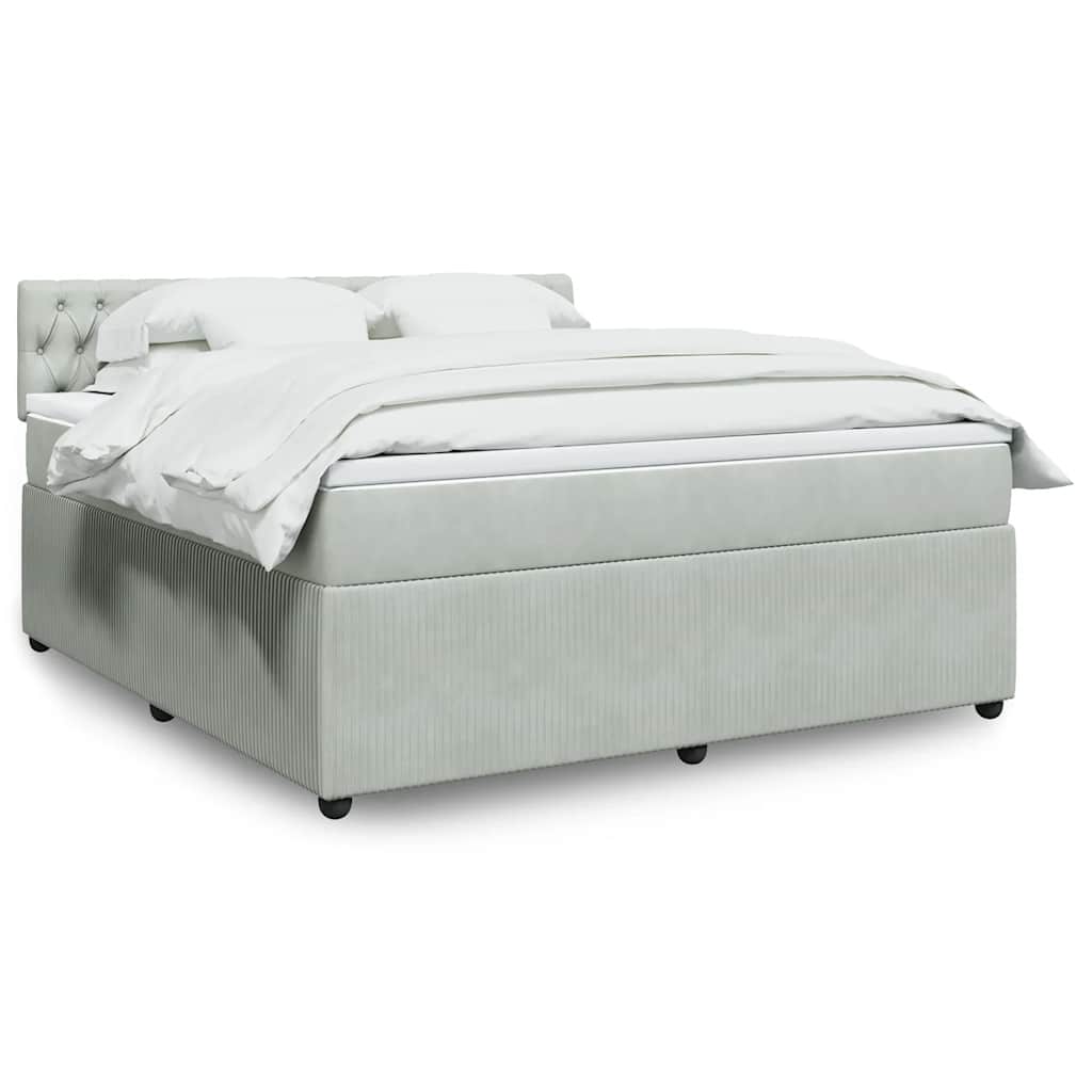 Boxspringbett Mit Matratze Samt Hellgrau