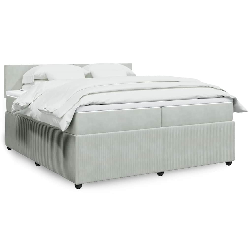 Boxspringbett Mit Matratze Samt Hellgrau