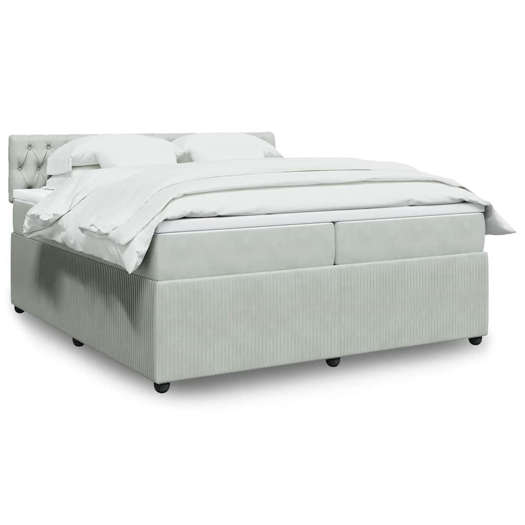 Boxspringbett Mit Matratze Samt Hellgrau
