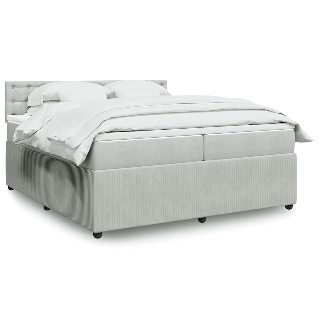 Boxspringbett Mit Matratze Samt Hellgrau