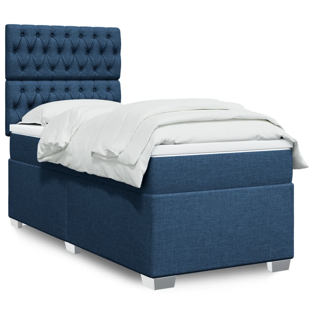 Boxspringbett Mit Matratze Stoff Blau