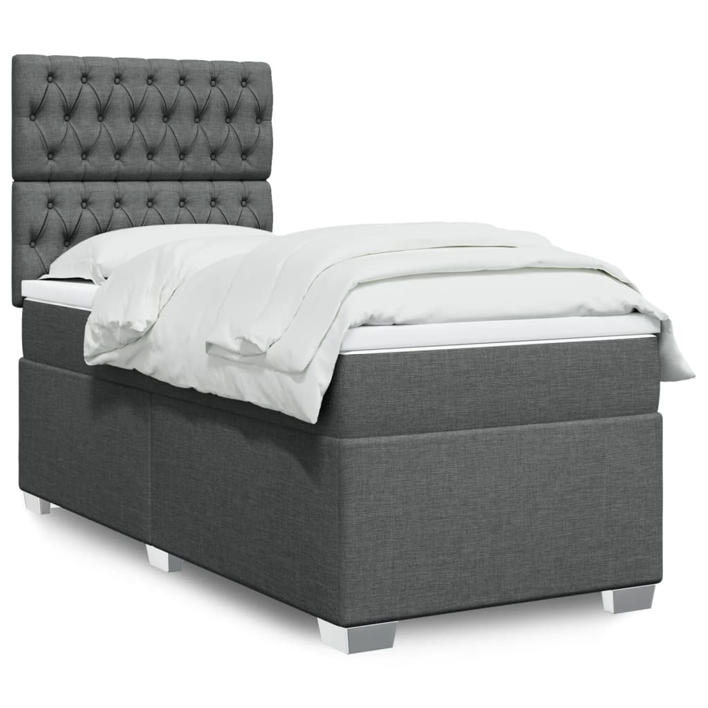 Boxspringbett Mit Matratze Stoff Dunkelgrau