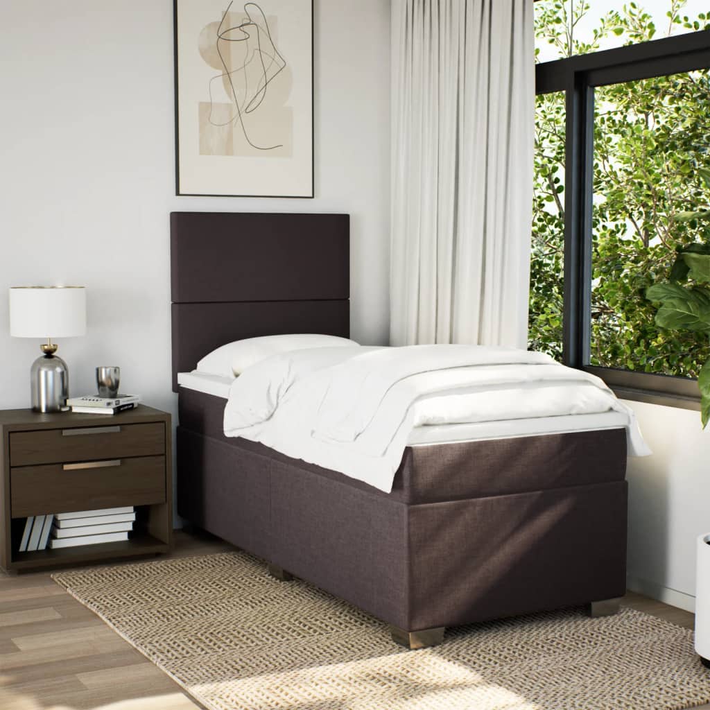Boxspringbett Mit Matratze Stoff Dunkelbraun