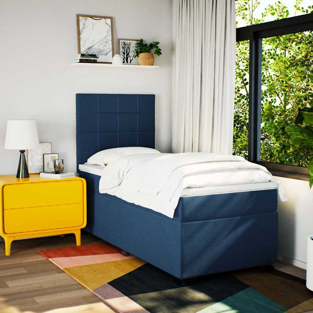 Boxspringbett Mit Matratze Stoff Blau