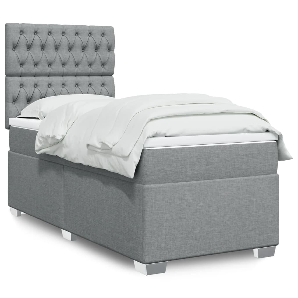 Boxspringbett Mit Matratze Stoff Hellgrau