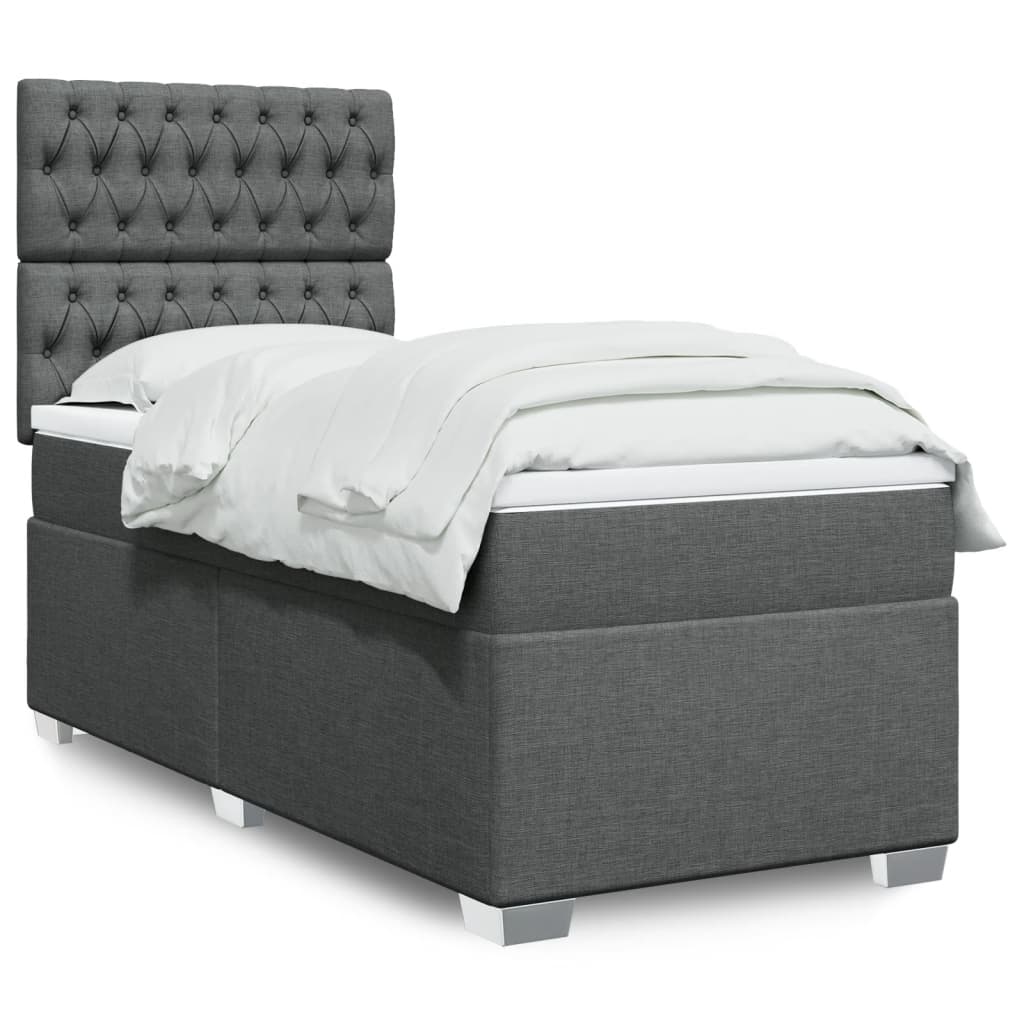Boxspringbett Mit Matratze Stoff Dunkelgrau