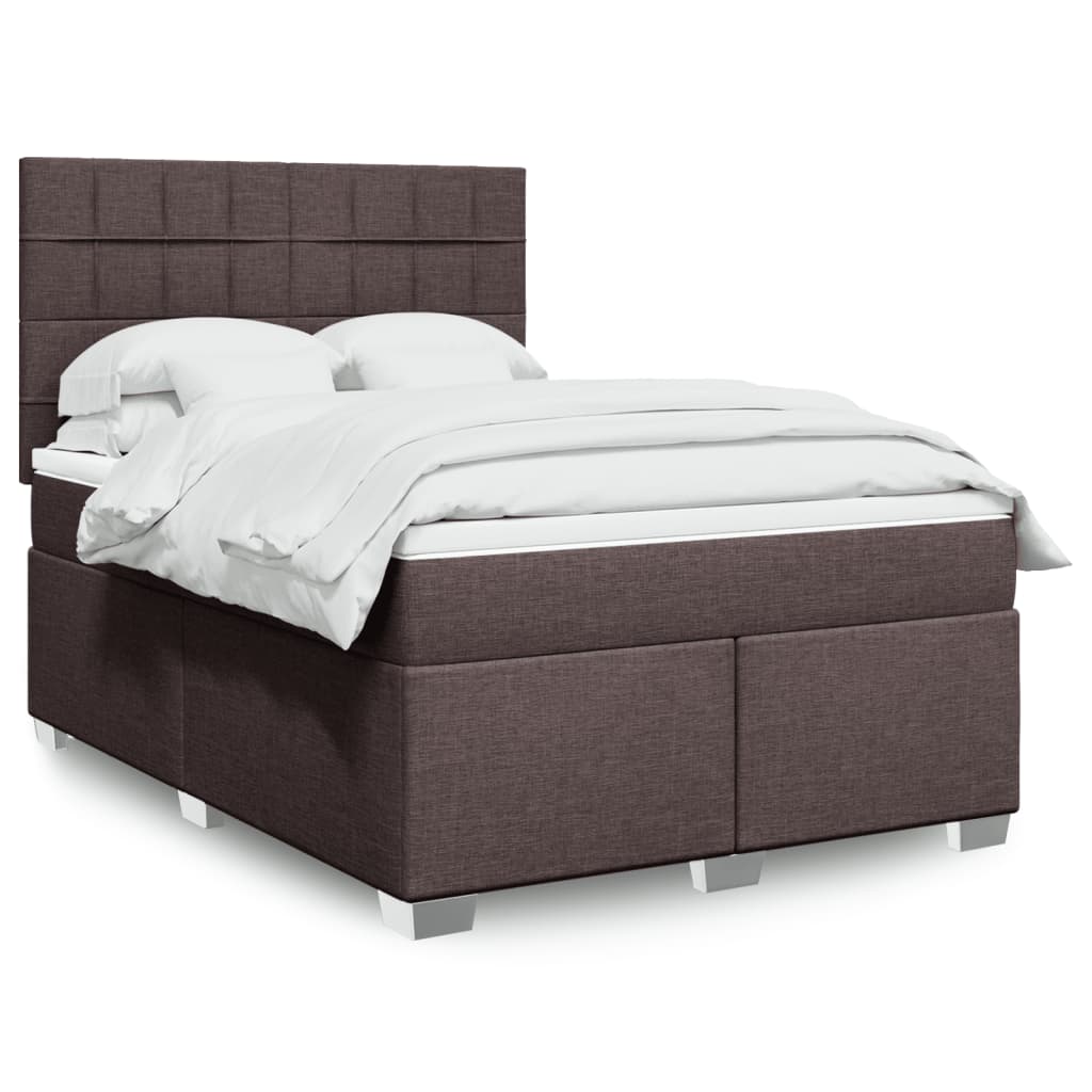 Boxspringbett Mit Matratze Stoff Dunkelbraun