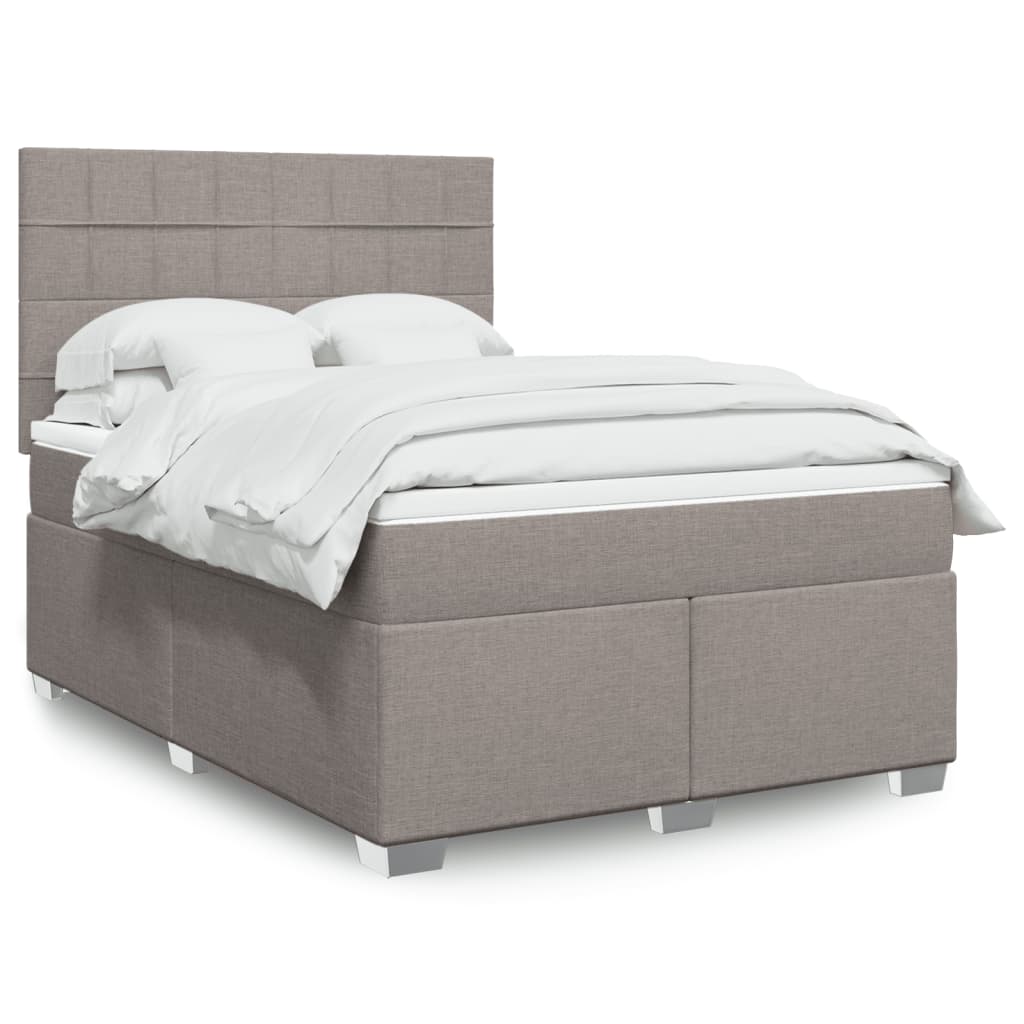 Boxspringbett Mit Matratze Stoff Taupe