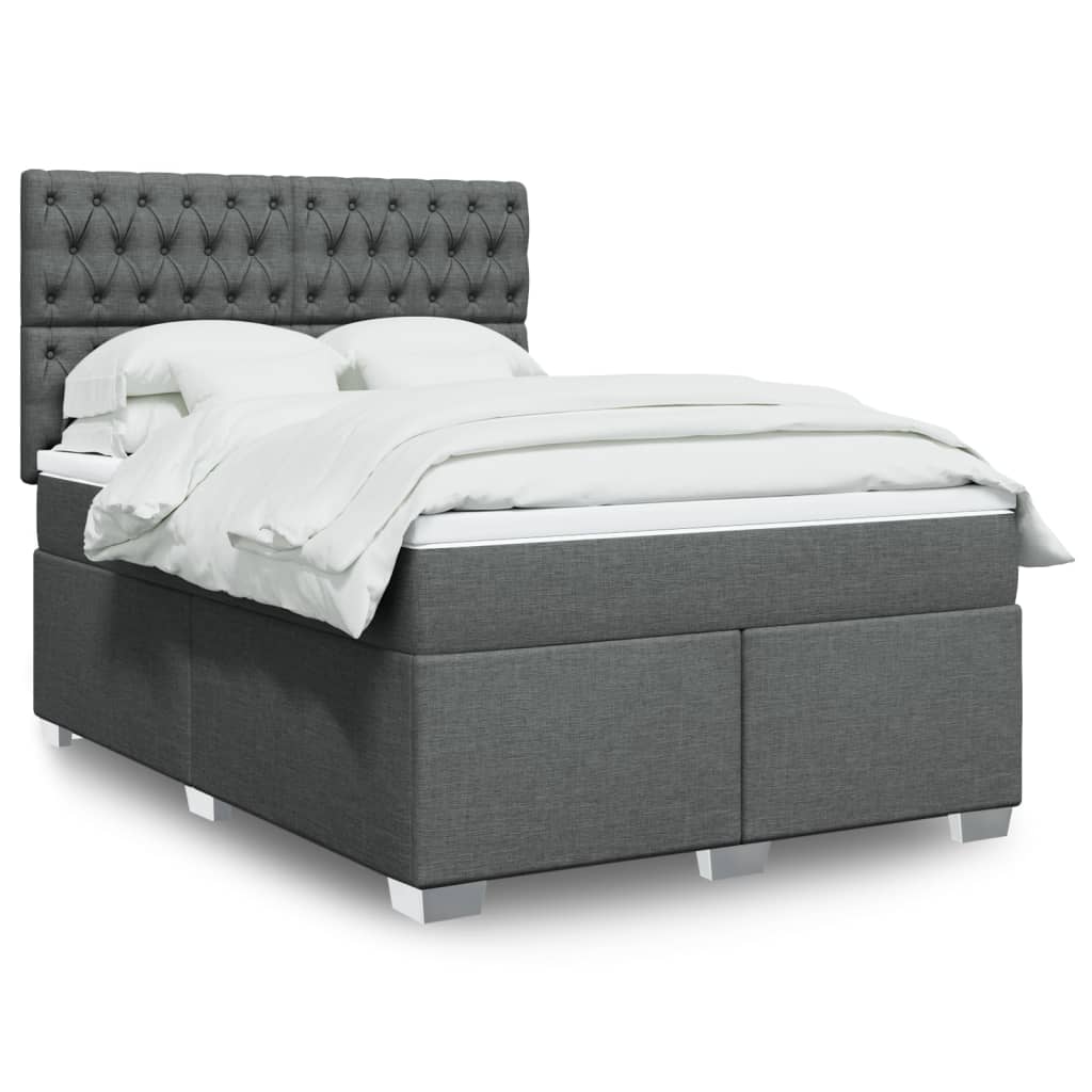 Boxspringbett Mit Matratze Stoff Dunkelgrau