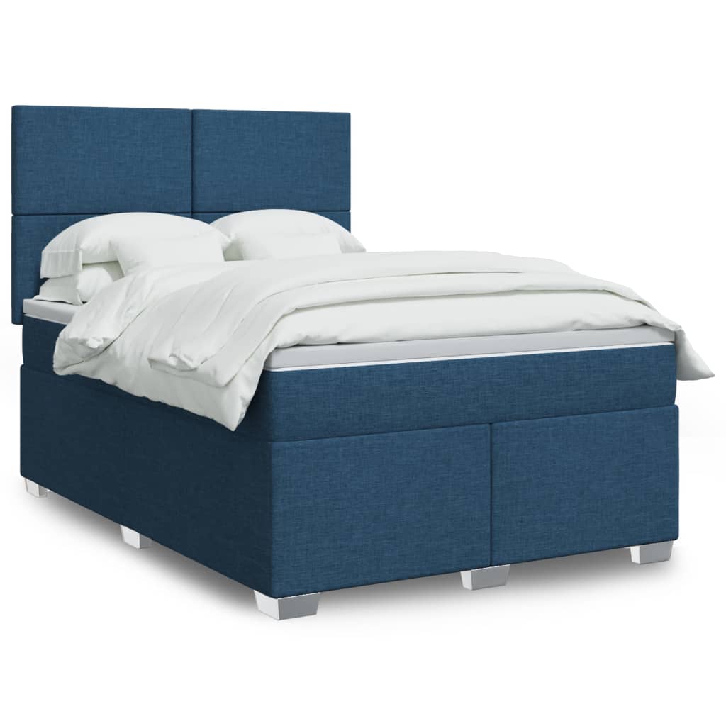 Boxspringbett Mit Matratze Stoff Blau