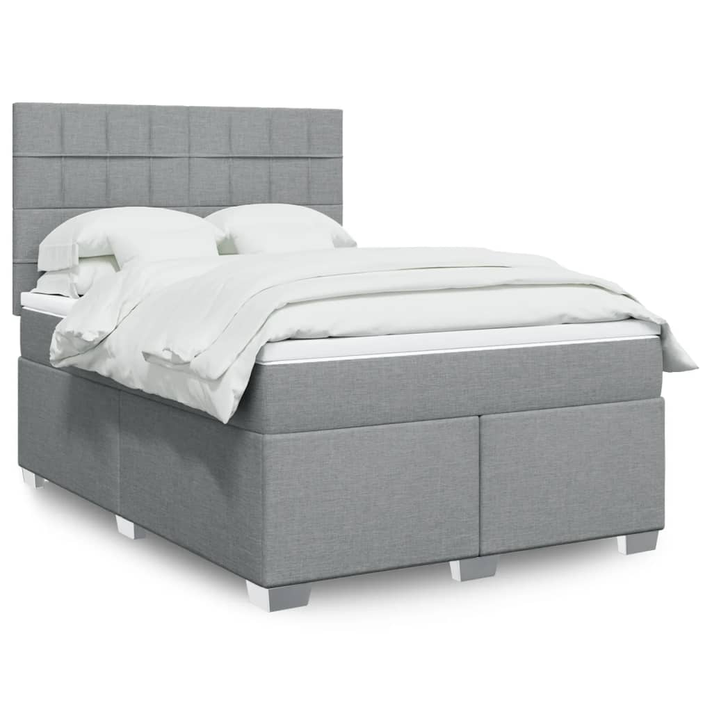Boxspringbett Mit Matratze Stoff Hellgrau