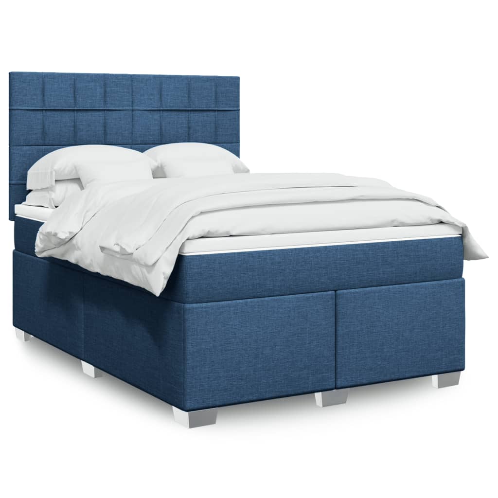 Boxspringbett Mit Matratze Stoff Blau
