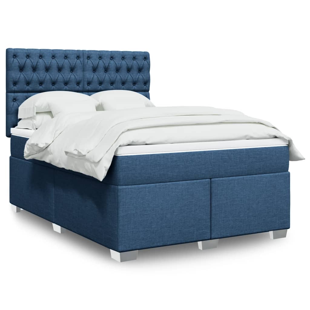 Boxspringbett Mit Matratze Stoff Blau