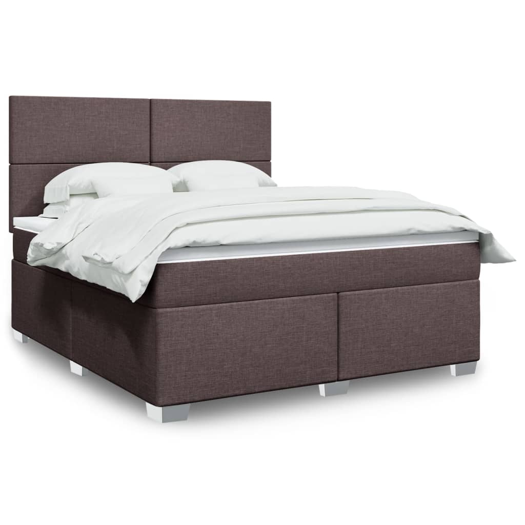 Boxspringbett Mit Matratze Stoff Dunkelbraun