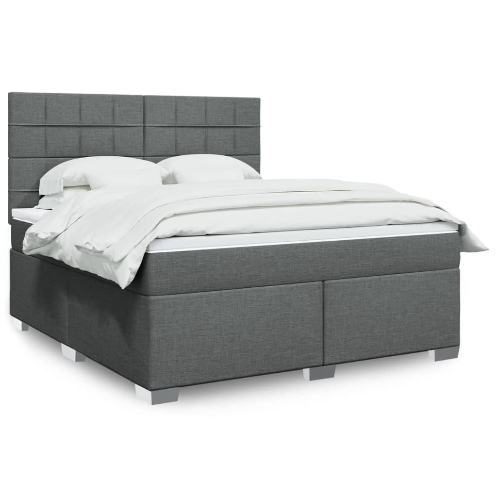 Boxspringbett Mit Matratze Stoff Dunkelgrau