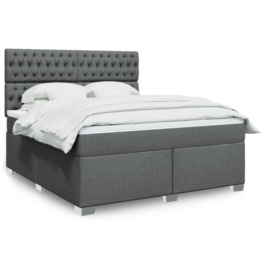 Boxspringbett Mit Matratze Stoff Dunkelgrau