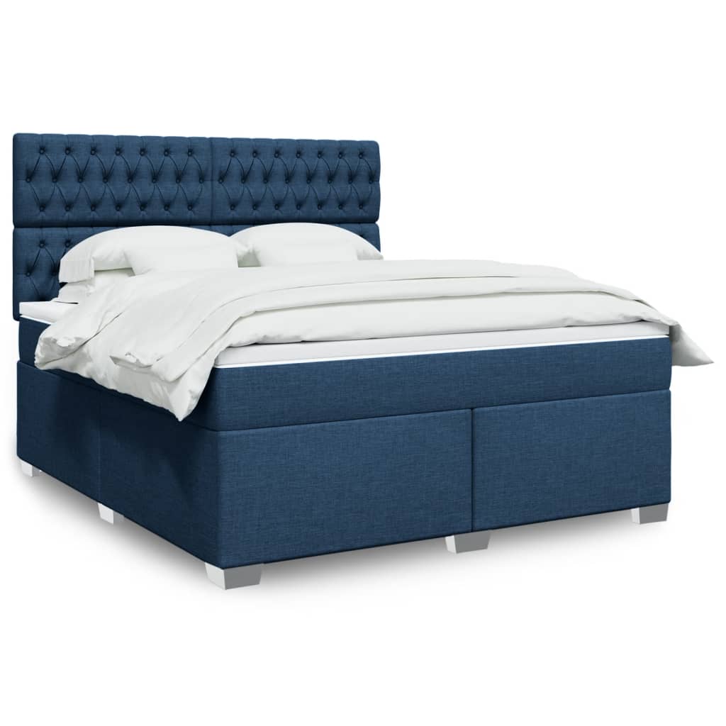 Boxspringbett Mit Matratze Stoff Blau