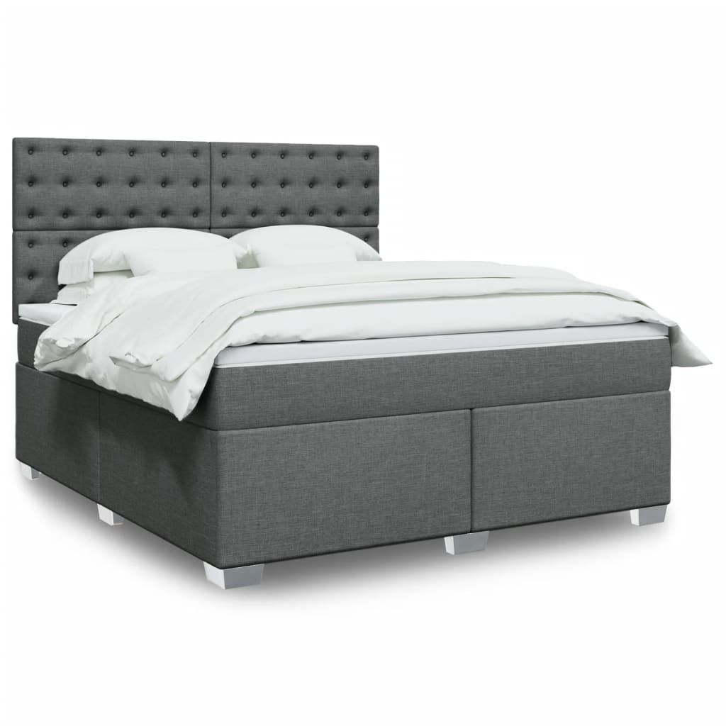 Boxspringbett Mit Matratze Stoff Dunkelgrau