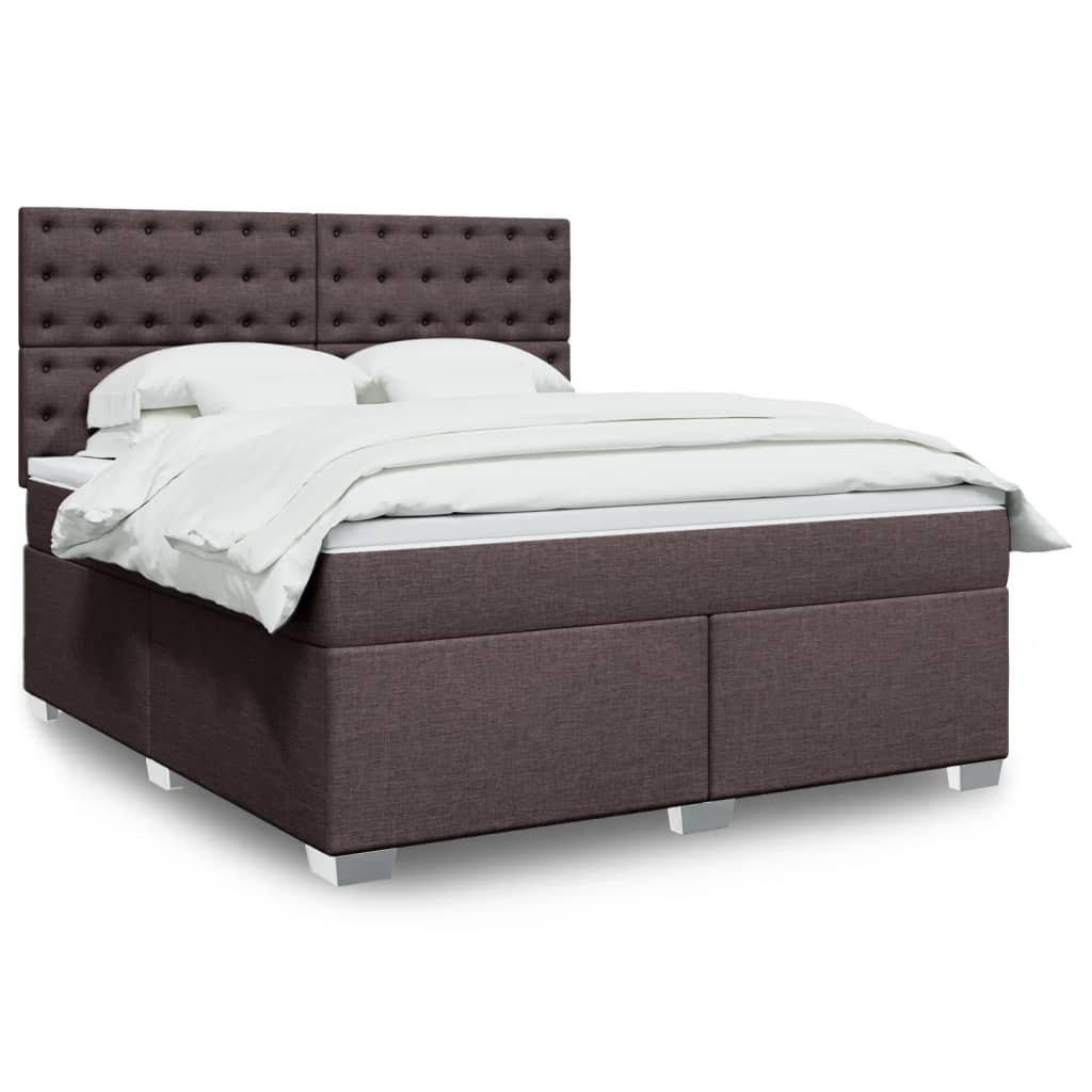 Boxspringbett Mit Matratze Stoff Dunkelbraun