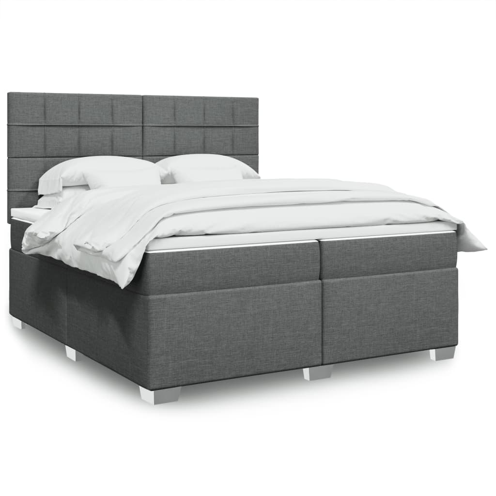 Boxspringbett Mit Matratze Stoff Dunkelgrau