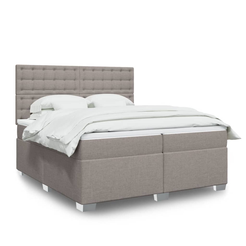 Boxspringbett Mit Matratze Stoff Taupe