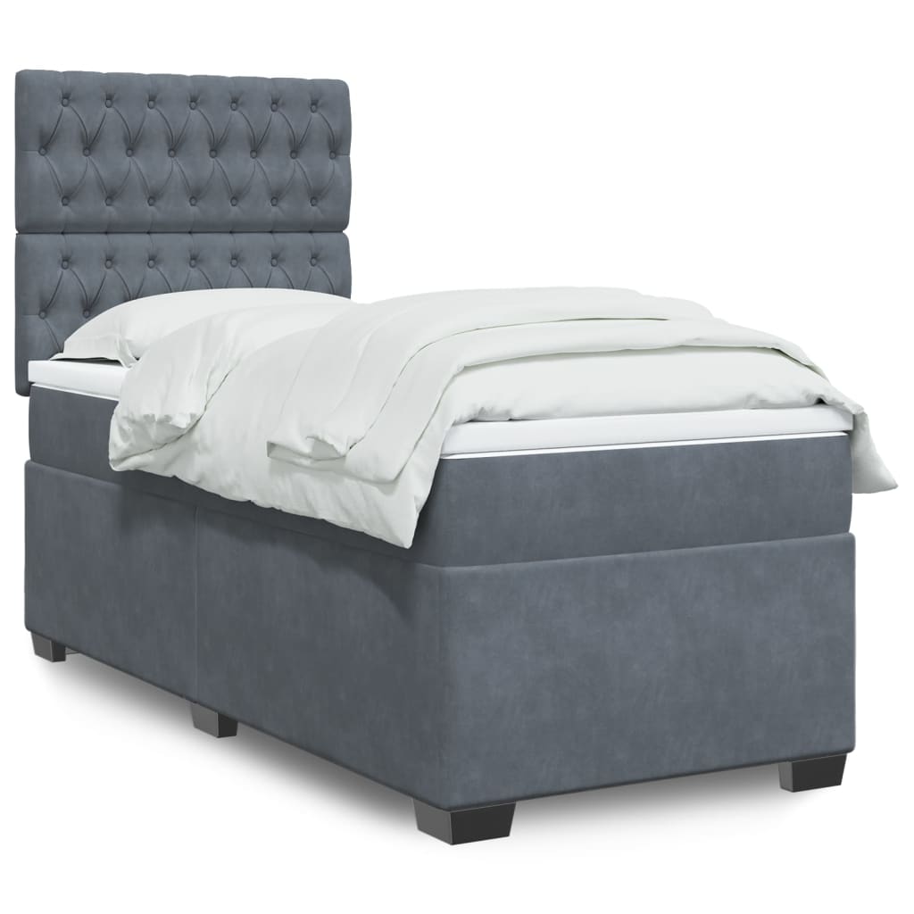 Boxspringbett Mit Matratze Samt Dunkelgrau