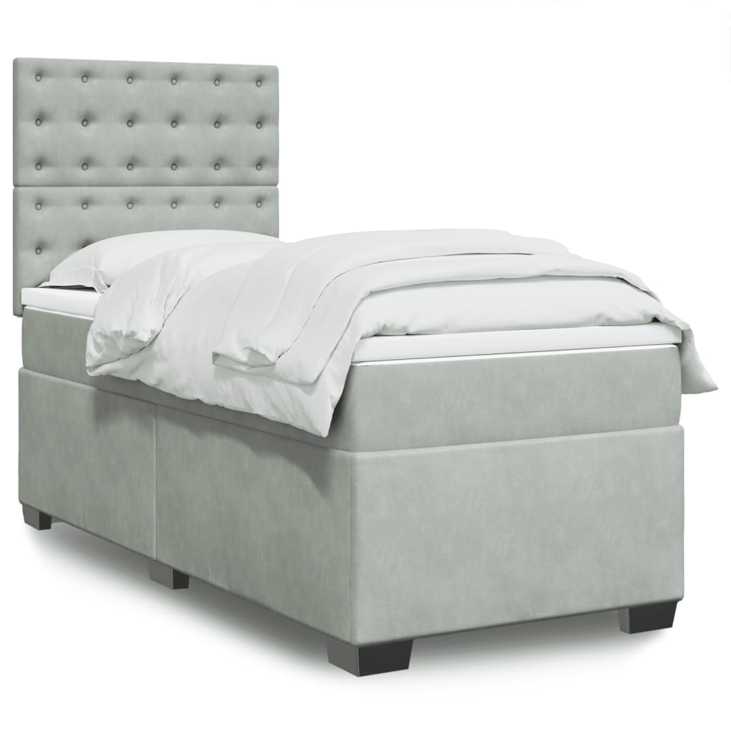 Boxspringbett Mit Matratze Samt Hellgrau