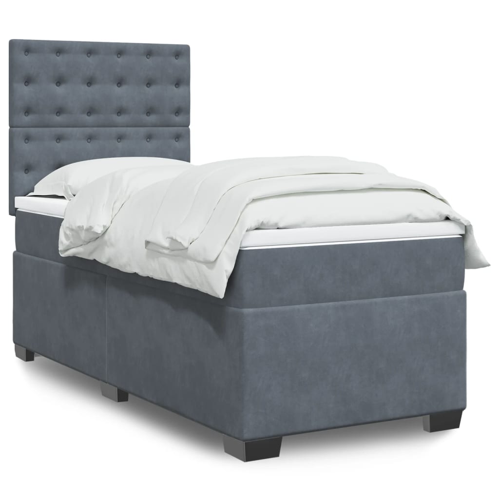 Boxspringbett Mit Matratze Samt Dunkelgrau