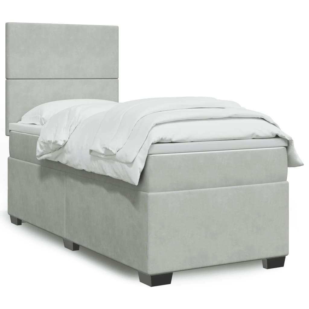 Boxspringbett Mit Matratze Samt Hellgrau