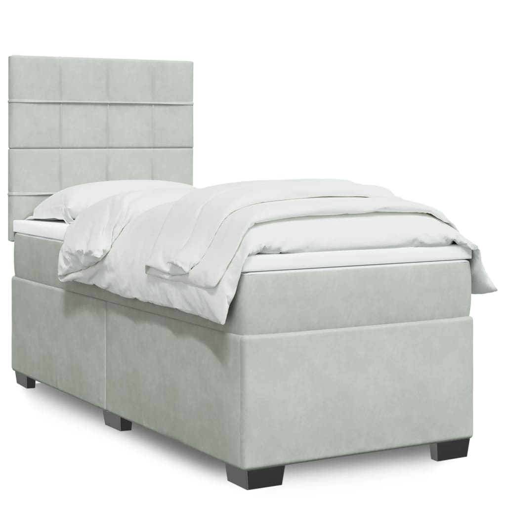 Boxspringbett Mit Matratze Samt Hellgrau