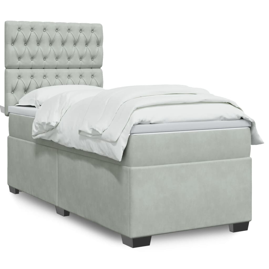 Boxspringbett Mit Matratze Samt Hellgrau