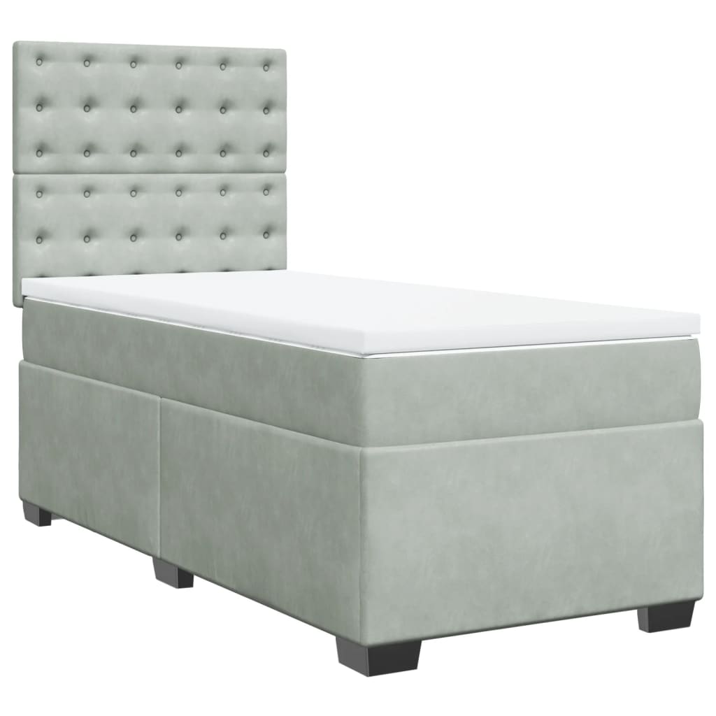 Boxspringbett Mit Matratze Samt Hellgrau
