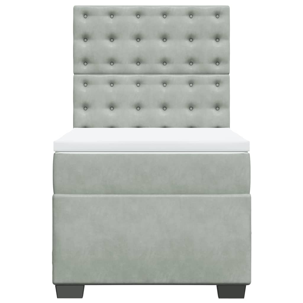Boxspringbett Mit Matratze Samt Hellgrau