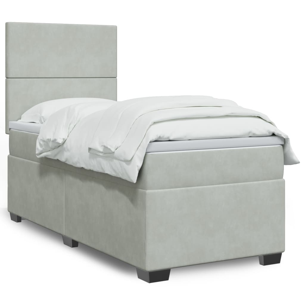 Boxspringbett Mit Matratze Samt Hellgrau