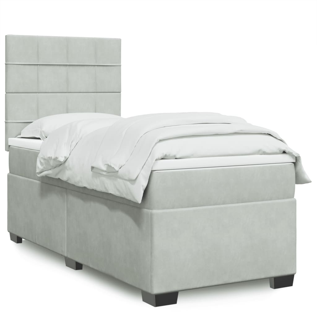Boxspringbett Mit Matratze Samt Hellgrau