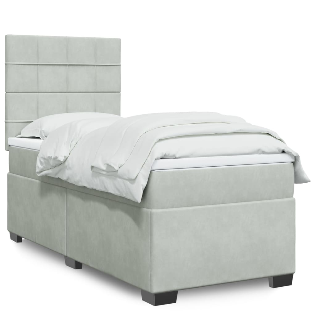 Boxspringbett Mit Matratze Samt Hellgrau