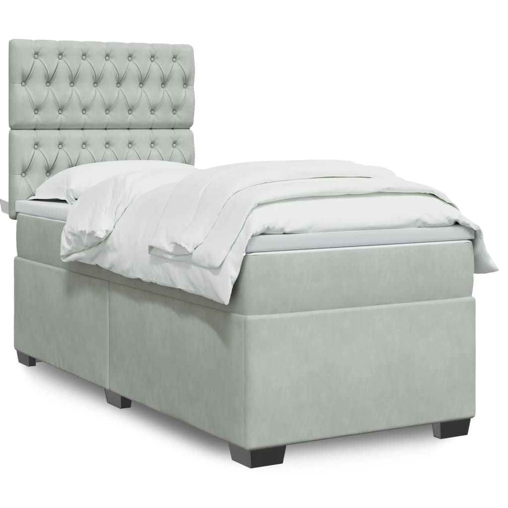 Boxspringbett Mit Matratze Samt Hellgrau