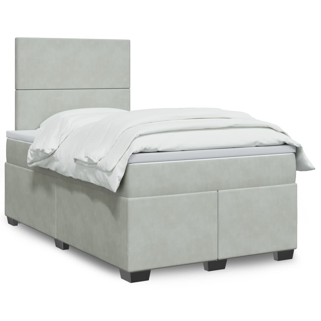 Boxspringbett Mit Matratze Samt Hellgrau