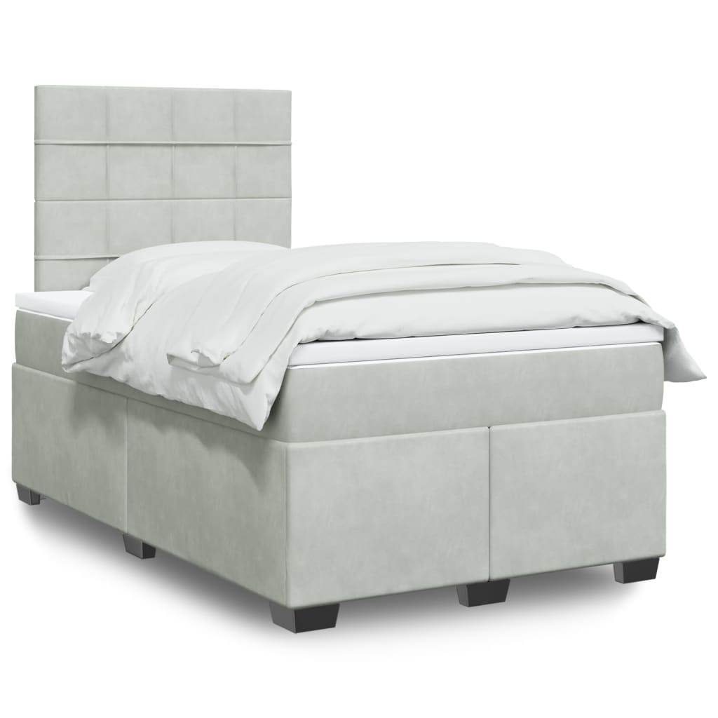 Boxspringbett Mit Matratze Samt Hellgrau