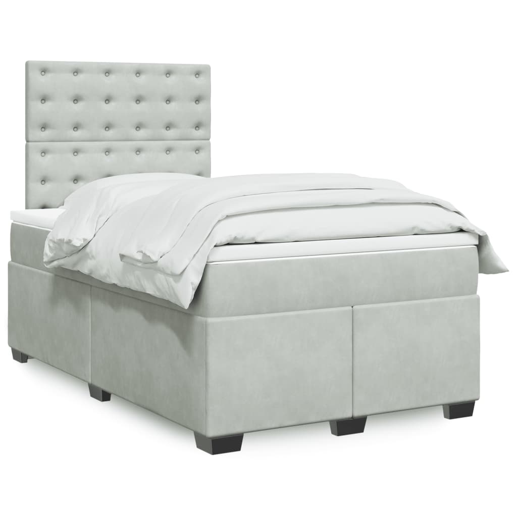 Boxspringbett Mit Matratze Samt Hellgrau