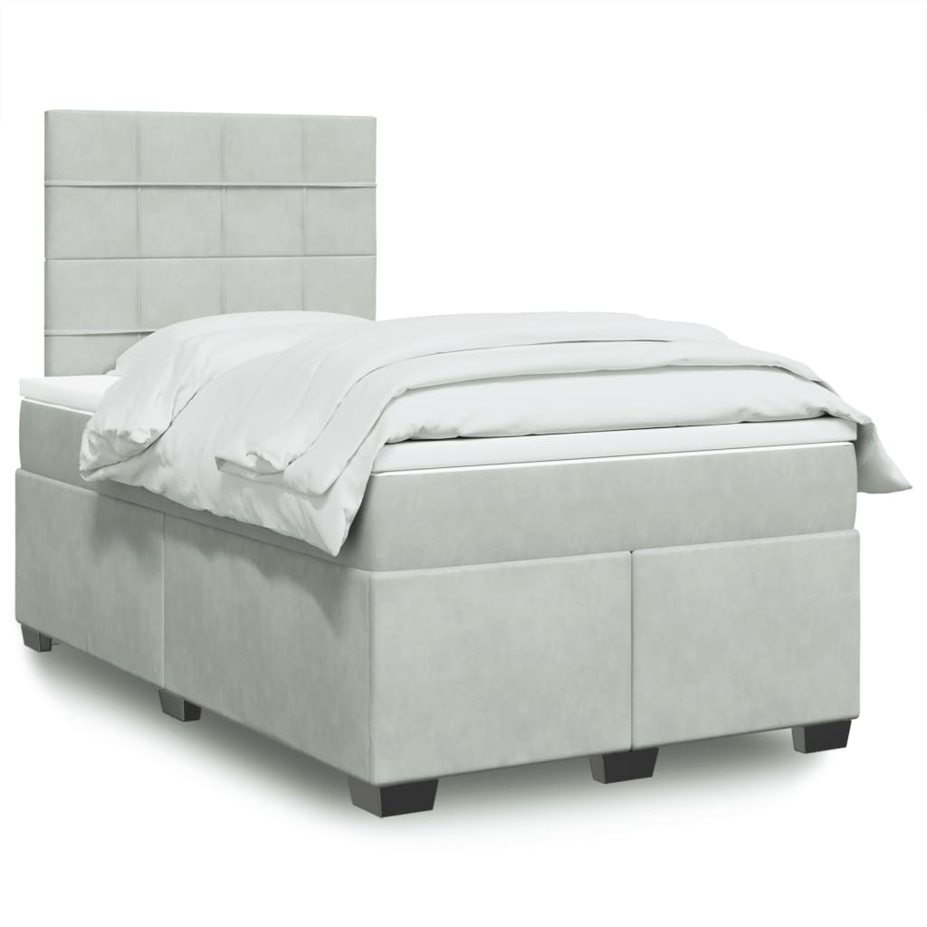 Boxspringbett Mit Matratze Samt Hellgrau