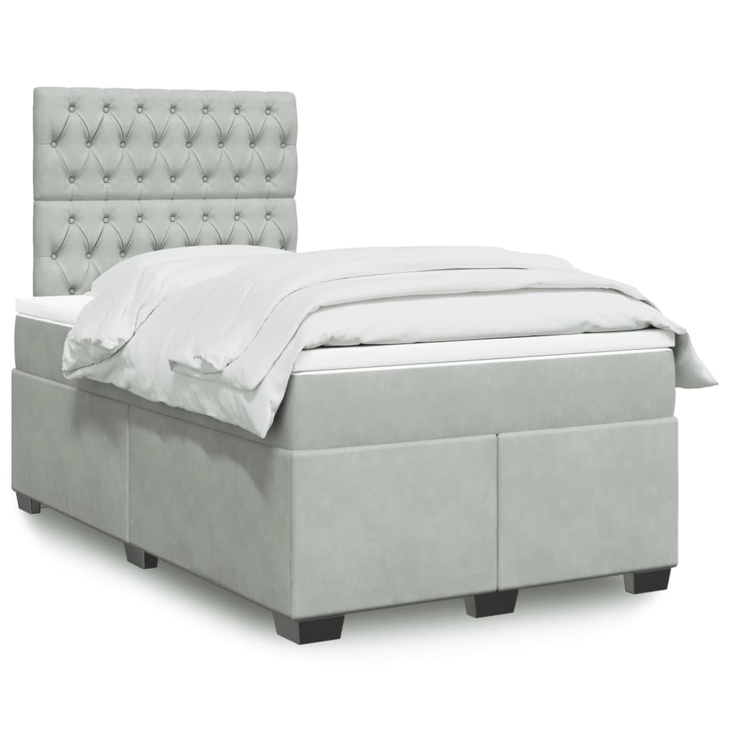 Boxspringbett Mit Matratze Samt Hellgrau