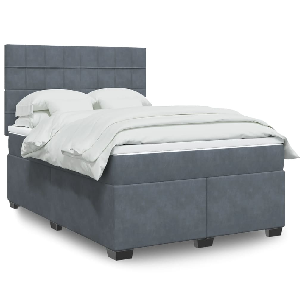 Boxspringbett Mit Matratze Samt Dunkelgrau