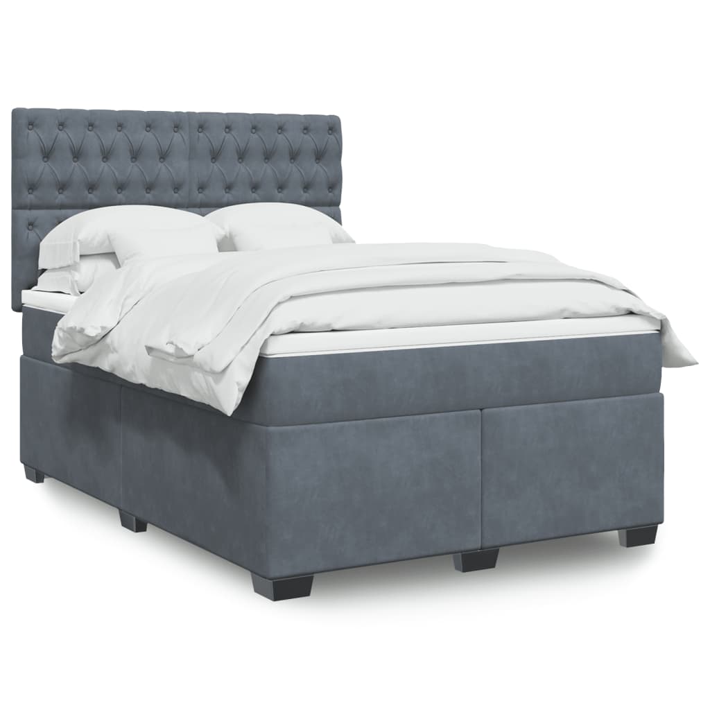 Boxspringbett Mit Matratze Samt Dunkelgrau