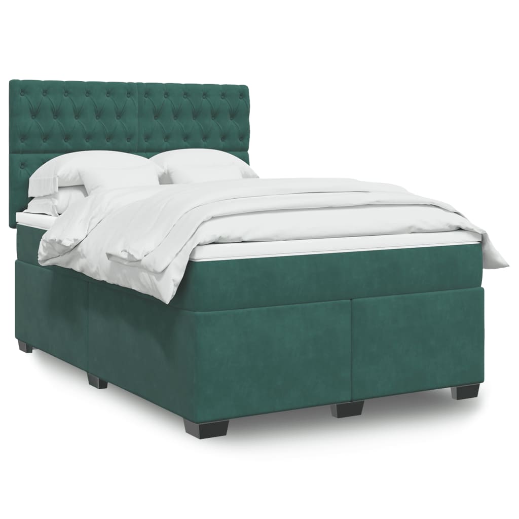 Boxspringbett Mit Matratze Samt Dunkelgrün